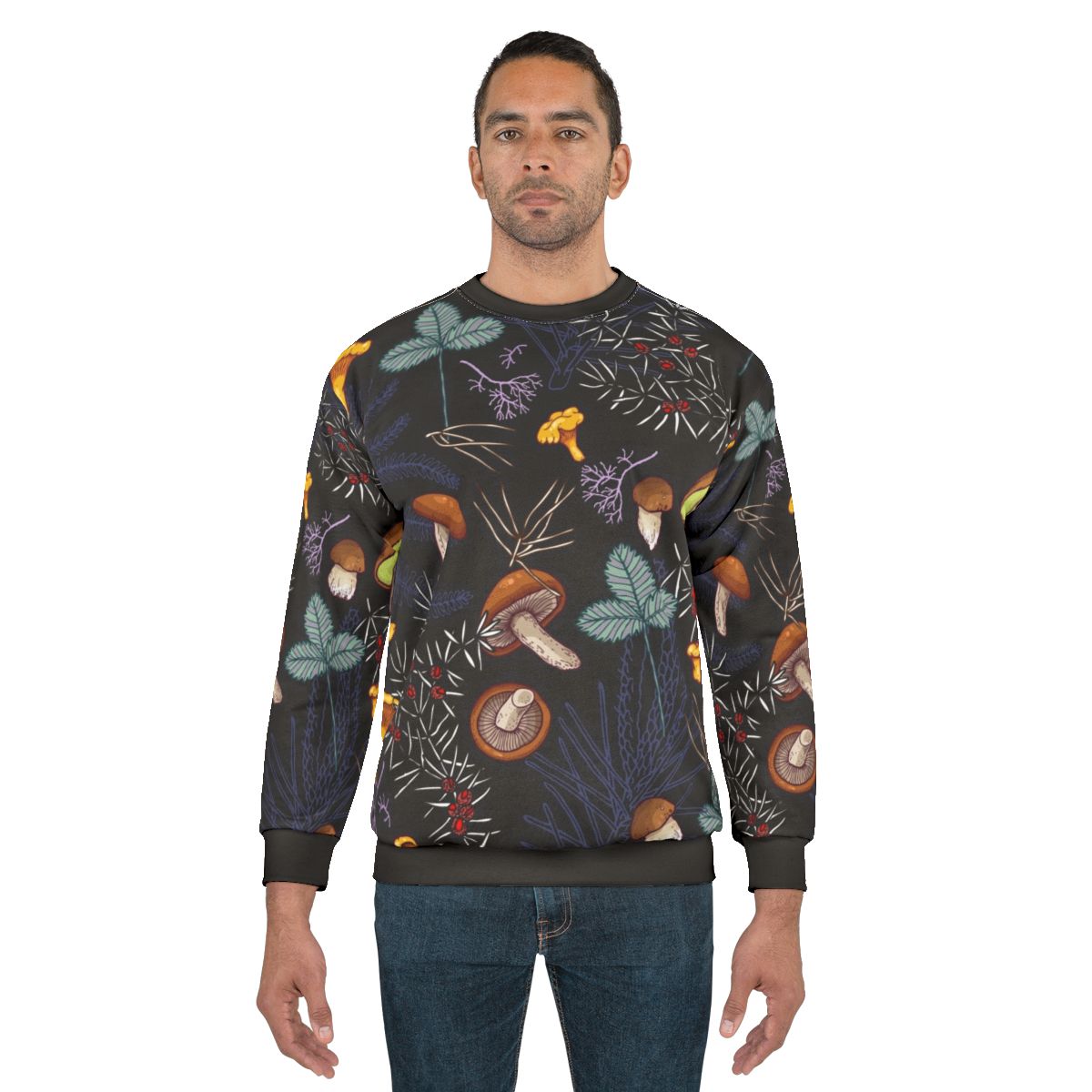 Dark forest mushrooms pattern sweatshirt