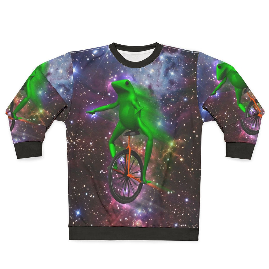 Dat Boi Meme Sweatshirt featuring a funny frog astronaut in space design