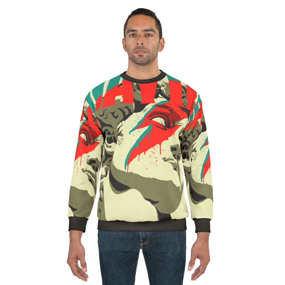 Vintage David Sweatshirt with Renaissance Painter and Sculptor Inspired Design