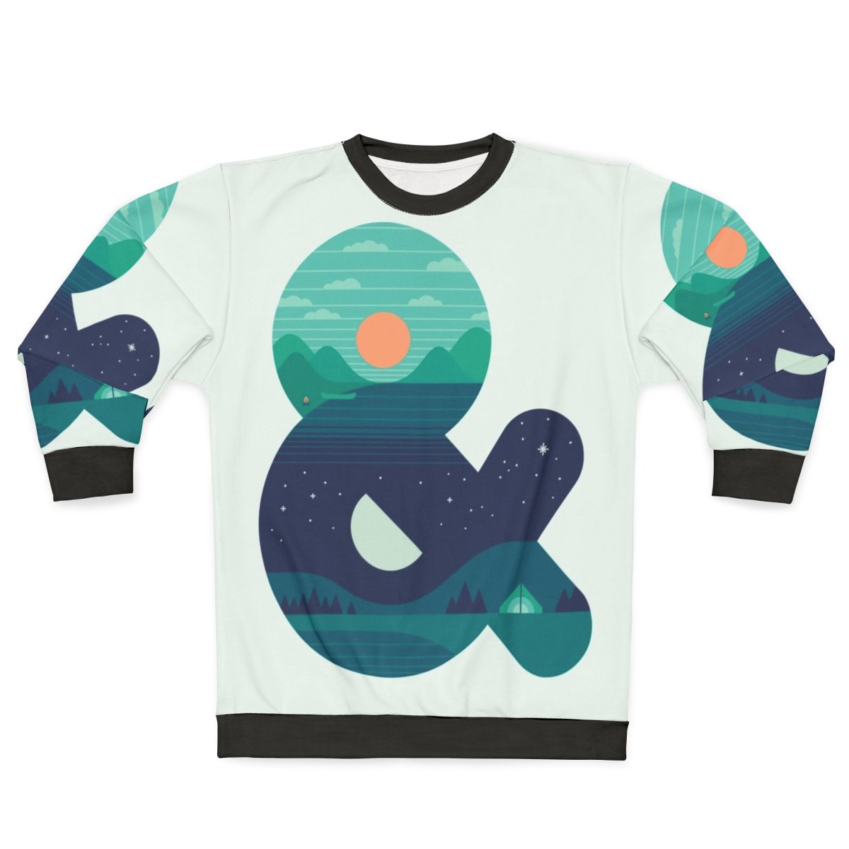 Pastel day night sweatshirt with minimalist graphic design