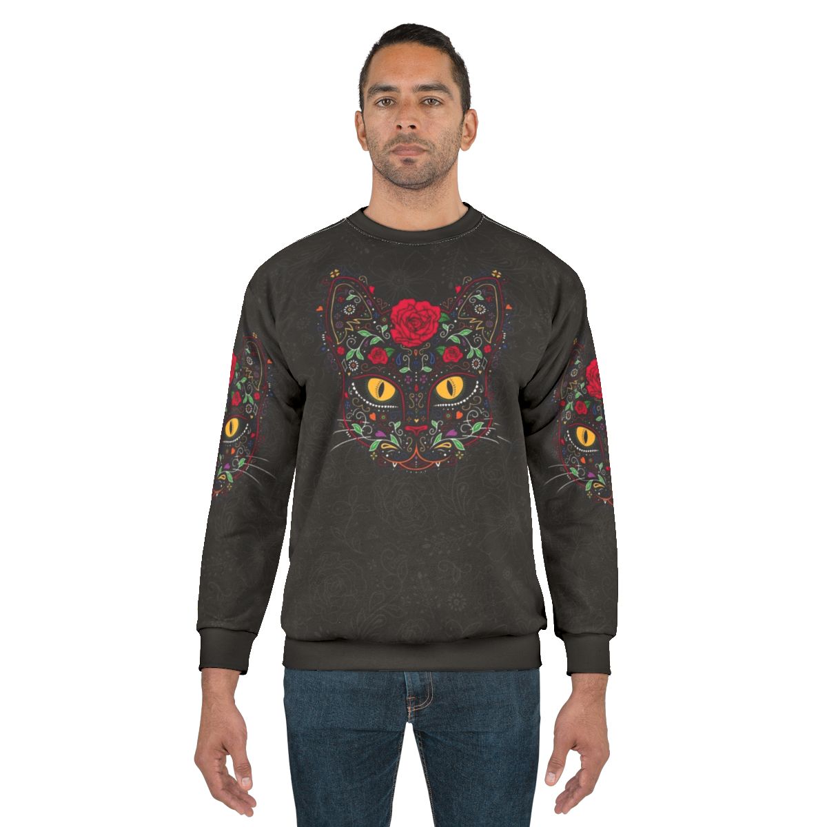 Day of the Dead Kitty Cat Sugar Skull Sweatshirt