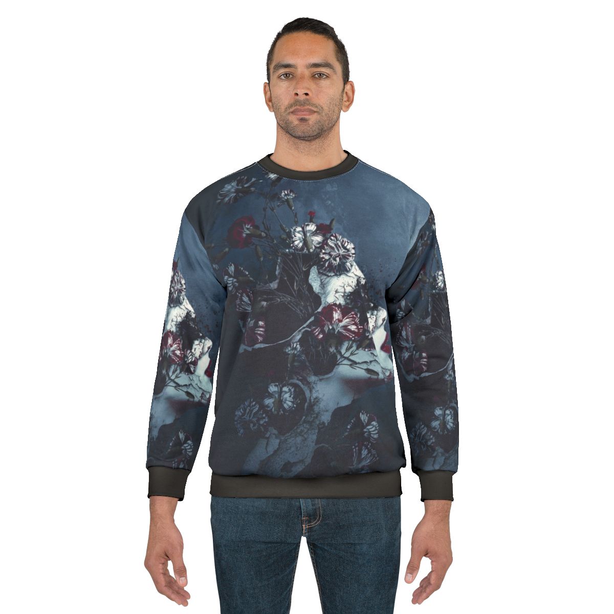 Floral grunge sweatshirt for women with dark and surreal design