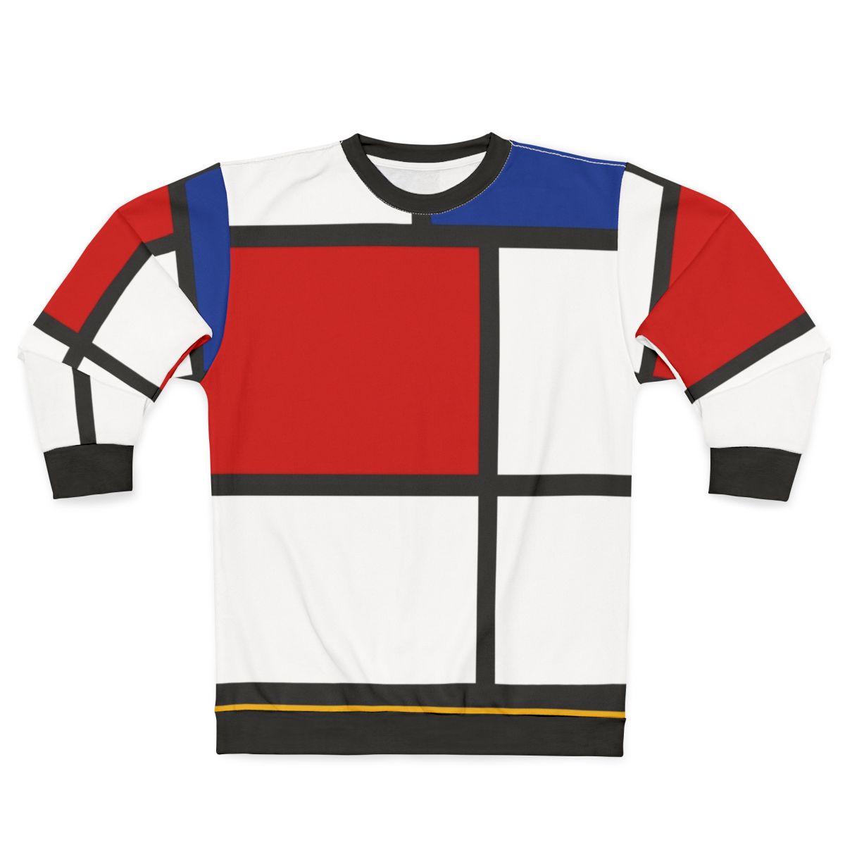 Mondrian-inspired de stijl sweatshirt with primary colors and geometric patterns