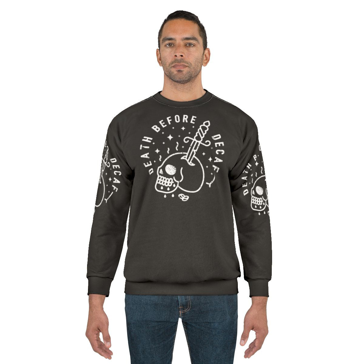 Death Before Decaf Hipster Coffee Lover Sweatshirt