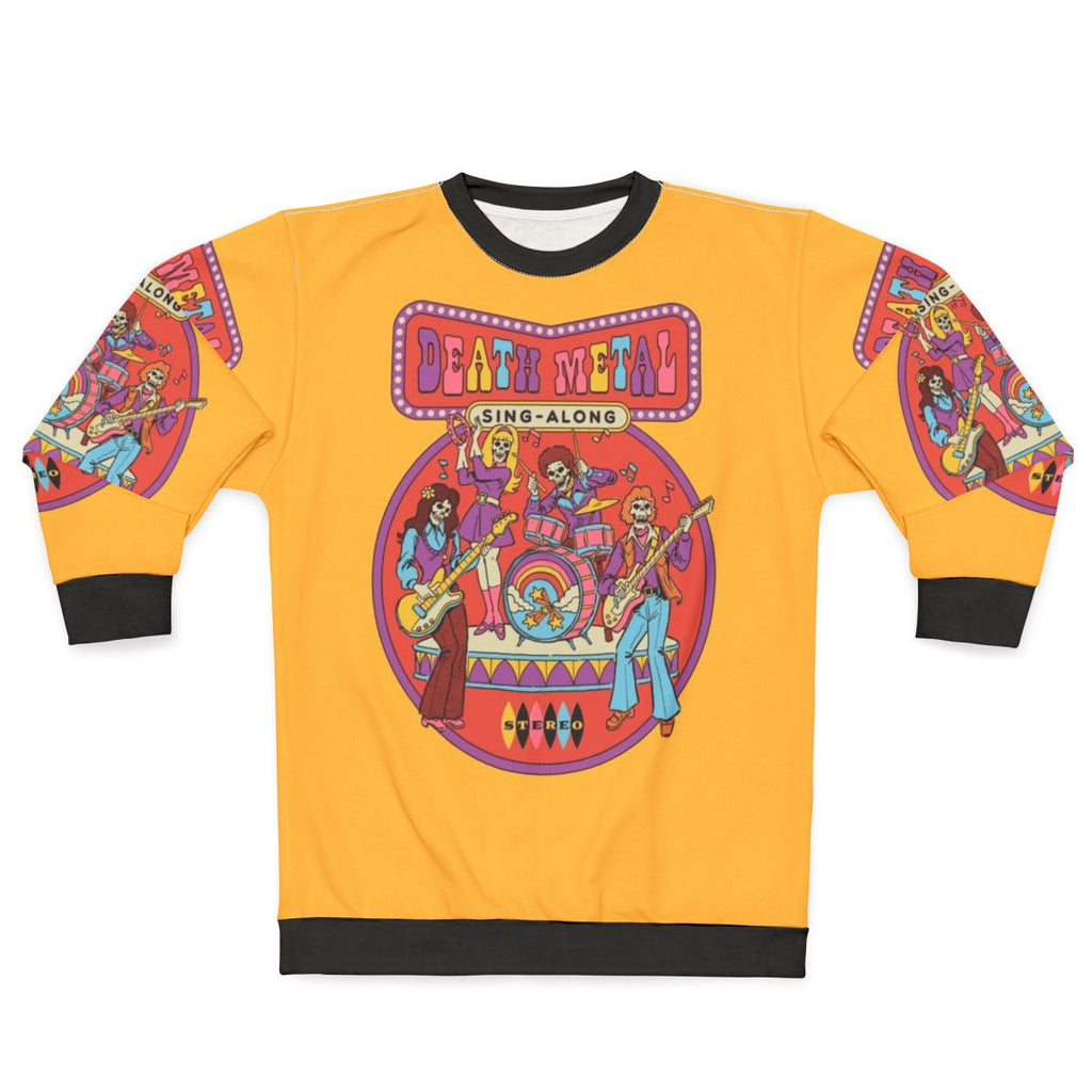 Vintage death metal sing along sweatshirt with skeleton graphic
