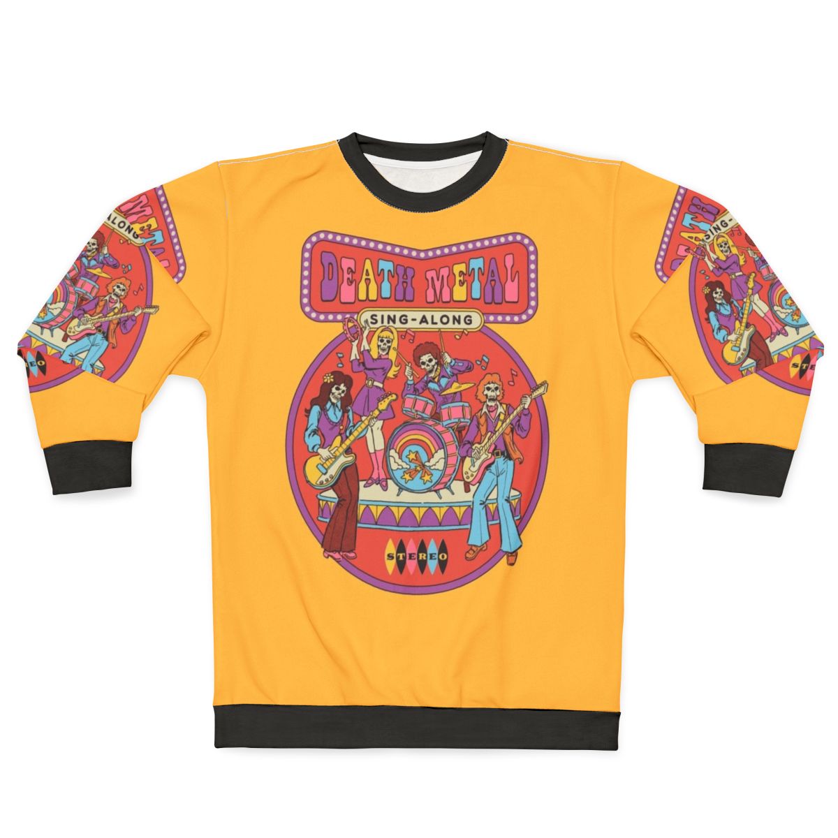 Vintage death metal sing along sweatshirt with skeleton graphic