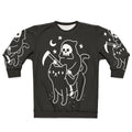 Death Rides a Black Cat Spooky Halloween Sweatshirt