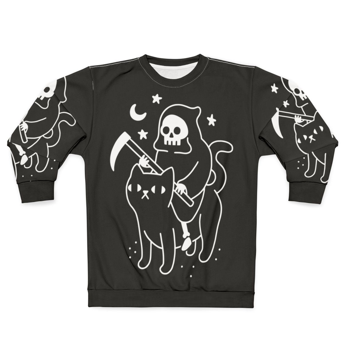 Death Rides a Black Cat Spooky Halloween Sweatshirt