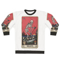 Haunting death tarot sweatshirt with skeleton and occult symbols