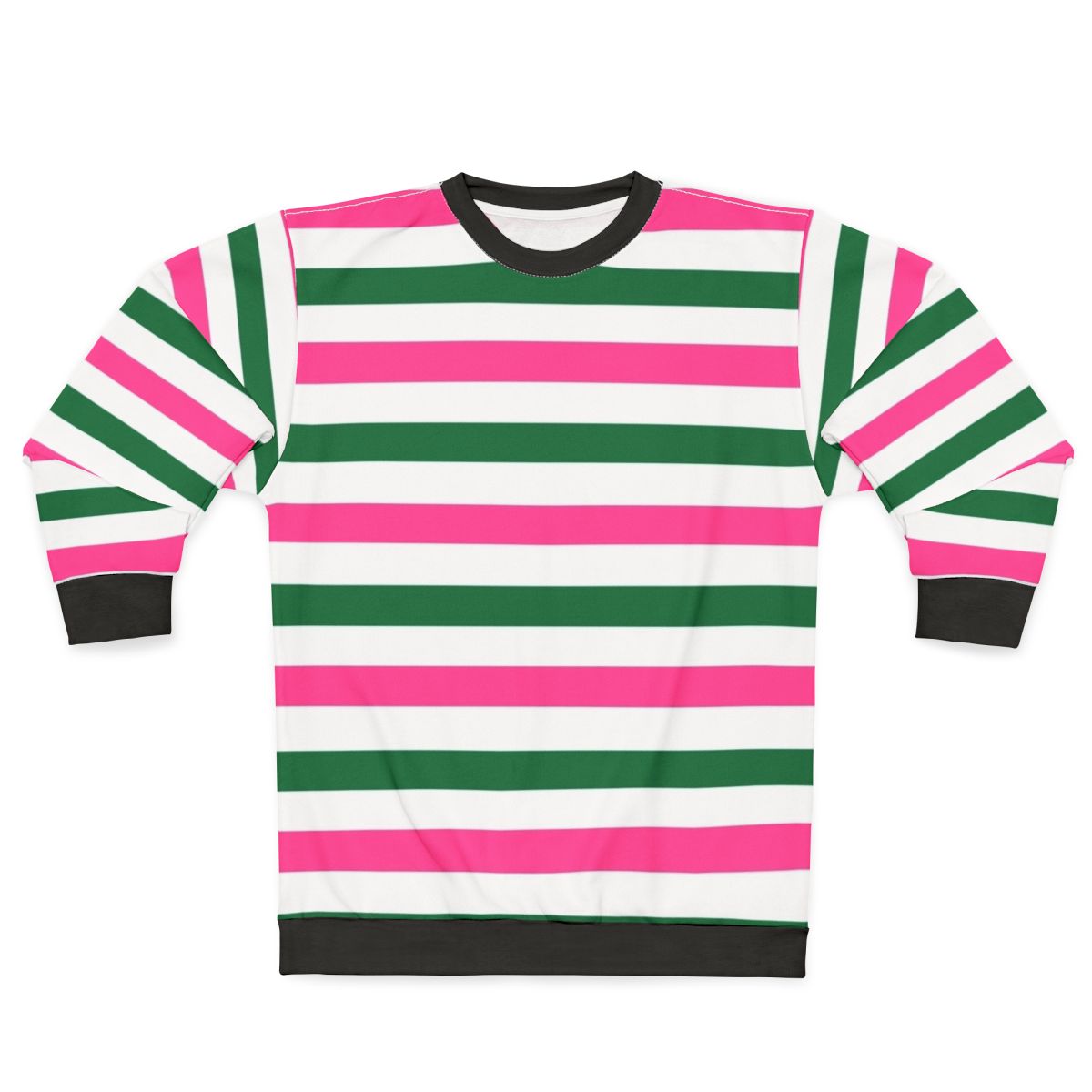Deckchair Stripes Forest Green and Pink Sweatshirt
