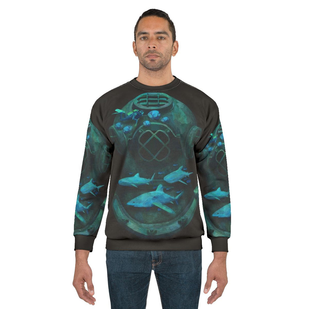 Deep Diving Sweatshirt with Marine Life Design