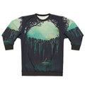 Artistic watercolor forest sweatshirt with wildlife