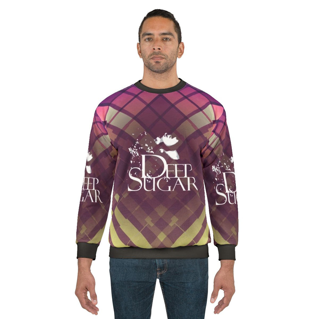 Colorful "Deep Sugar" sweatshirt featuring Ultra Nate, a female house music singer from Baltimore