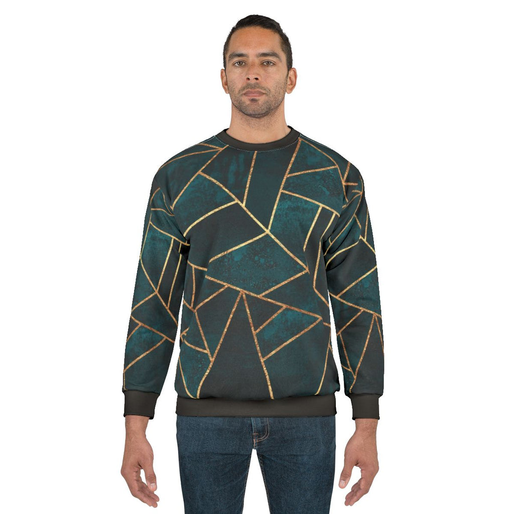 Geometric teal stone sweatshirt