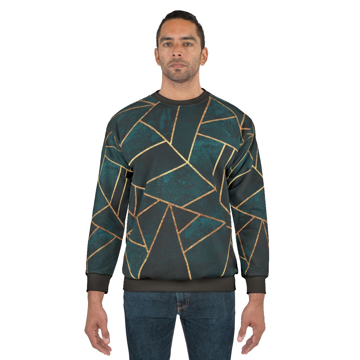 Geometric teal stone sweatshirt