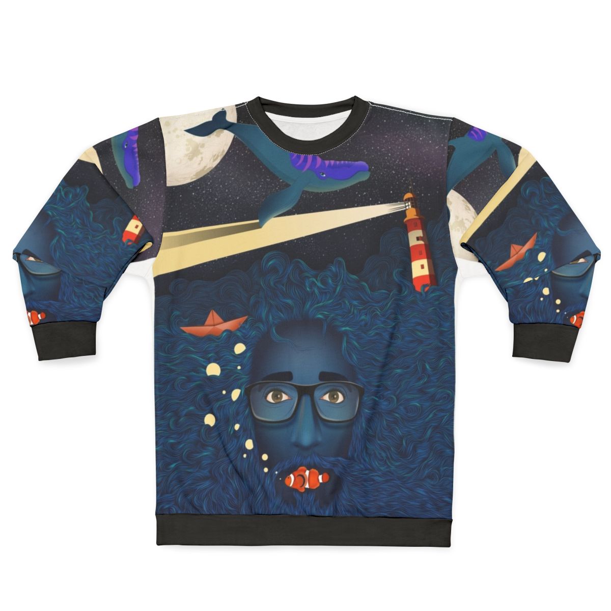 Deep Thoughts Calma-Inspired Sweatshirt featuring a fantasy ocean theme