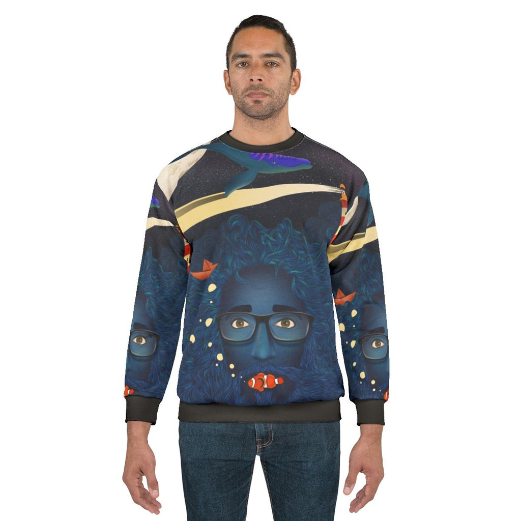 Deep Thoughts Calma-Inspired Sweatshirt featuring a fantasy ocean theme