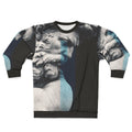 Degeneration sweatshirt featuring digital art with graphic design elements and ancient Greek mythology