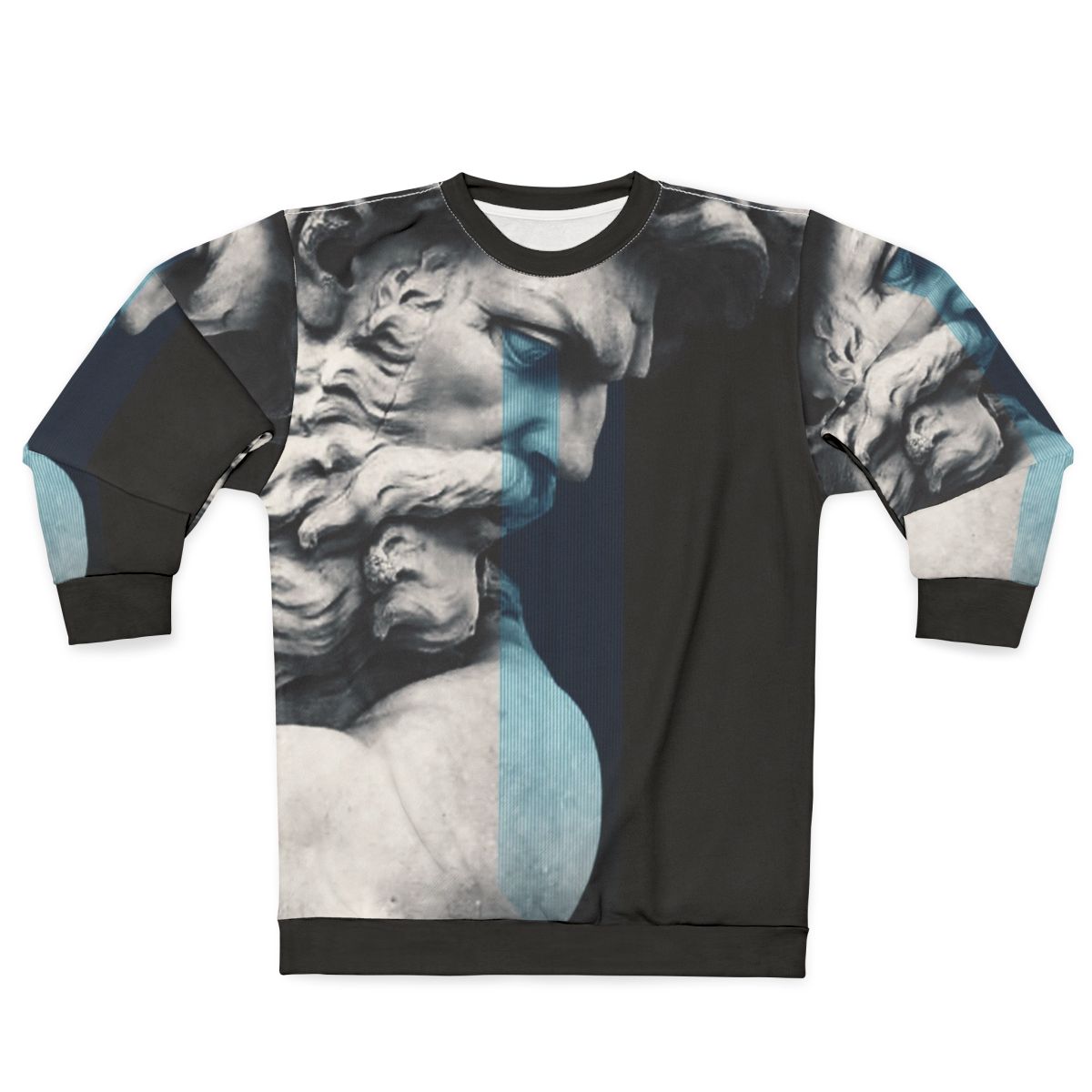 Degeneration sweatshirt featuring digital art with graphic design elements and ancient Greek mythology