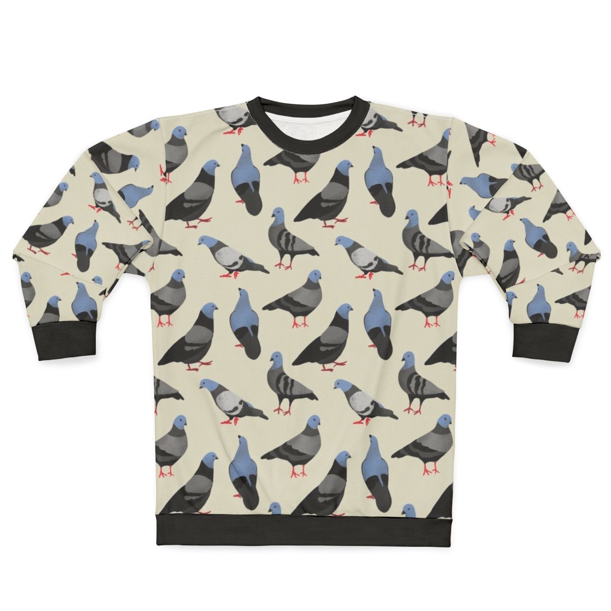 Pigeons Sweatshirt featuring a colorful pattern of pigeons