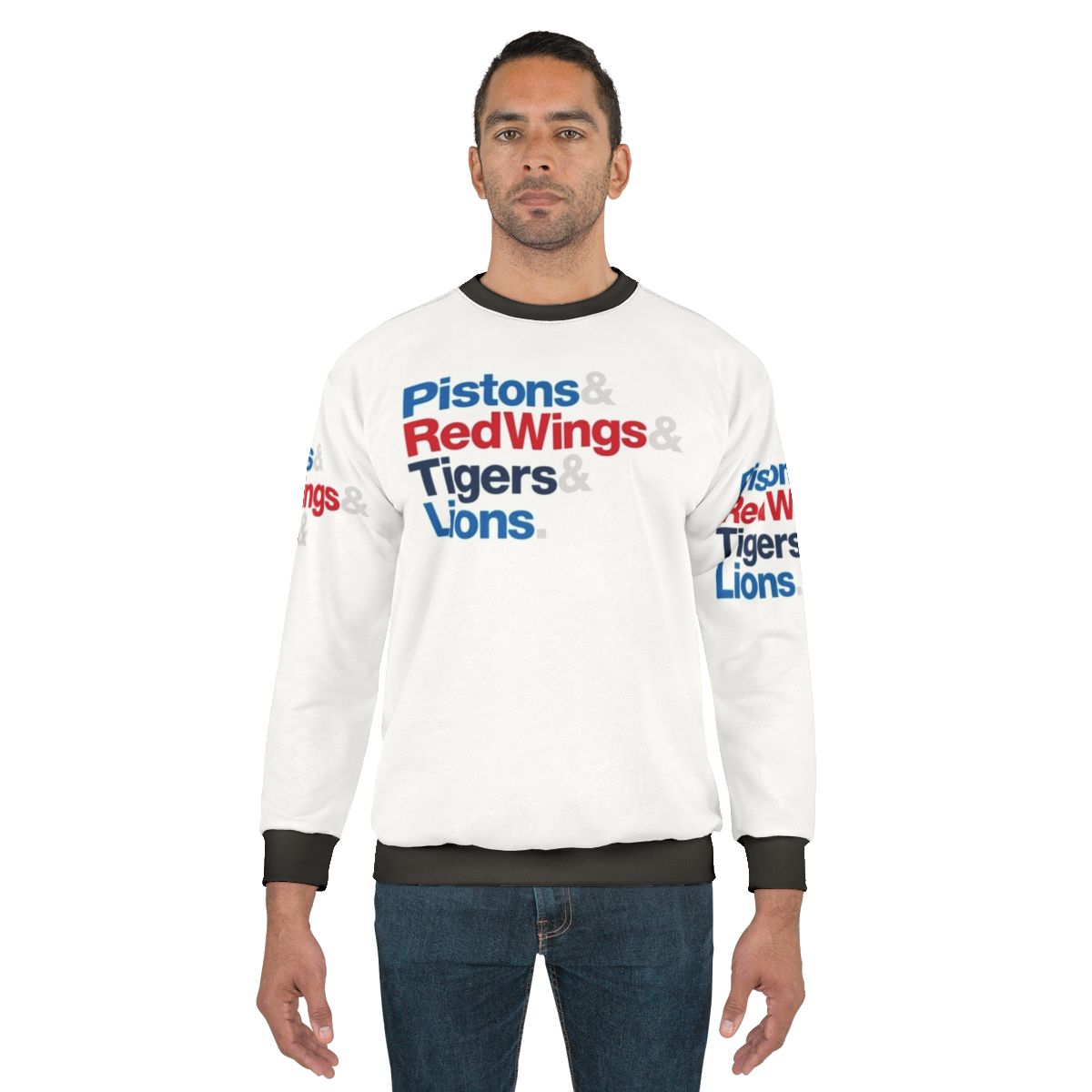 Detroit Sports Teams Sweatshirt Featuring Detroit Pistons, Detroit Red Wings, Detroit Tigers, and Detroit Lions Logos