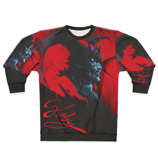 Devilman Crybaby anime sweatshirt featuring demonic character