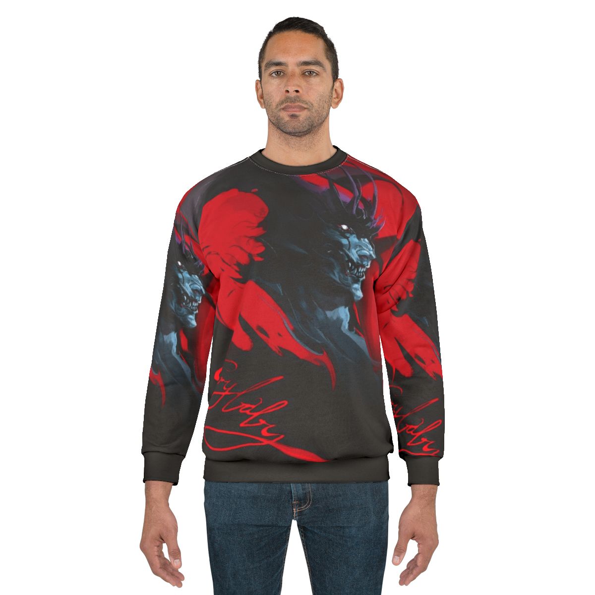 Devilman Crybaby anime sweatshirt featuring demonic character