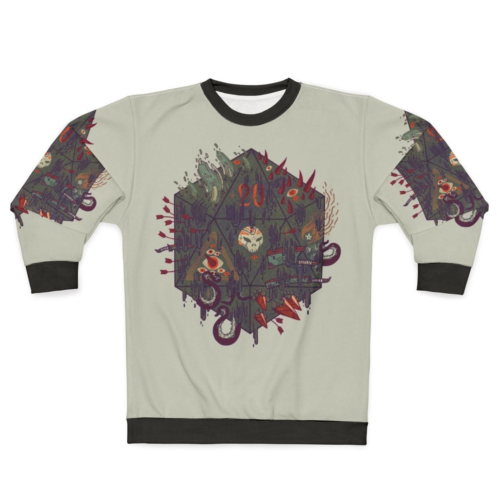 Gothic occult sweatshirt with skull, runes, and dark fantasy elements
