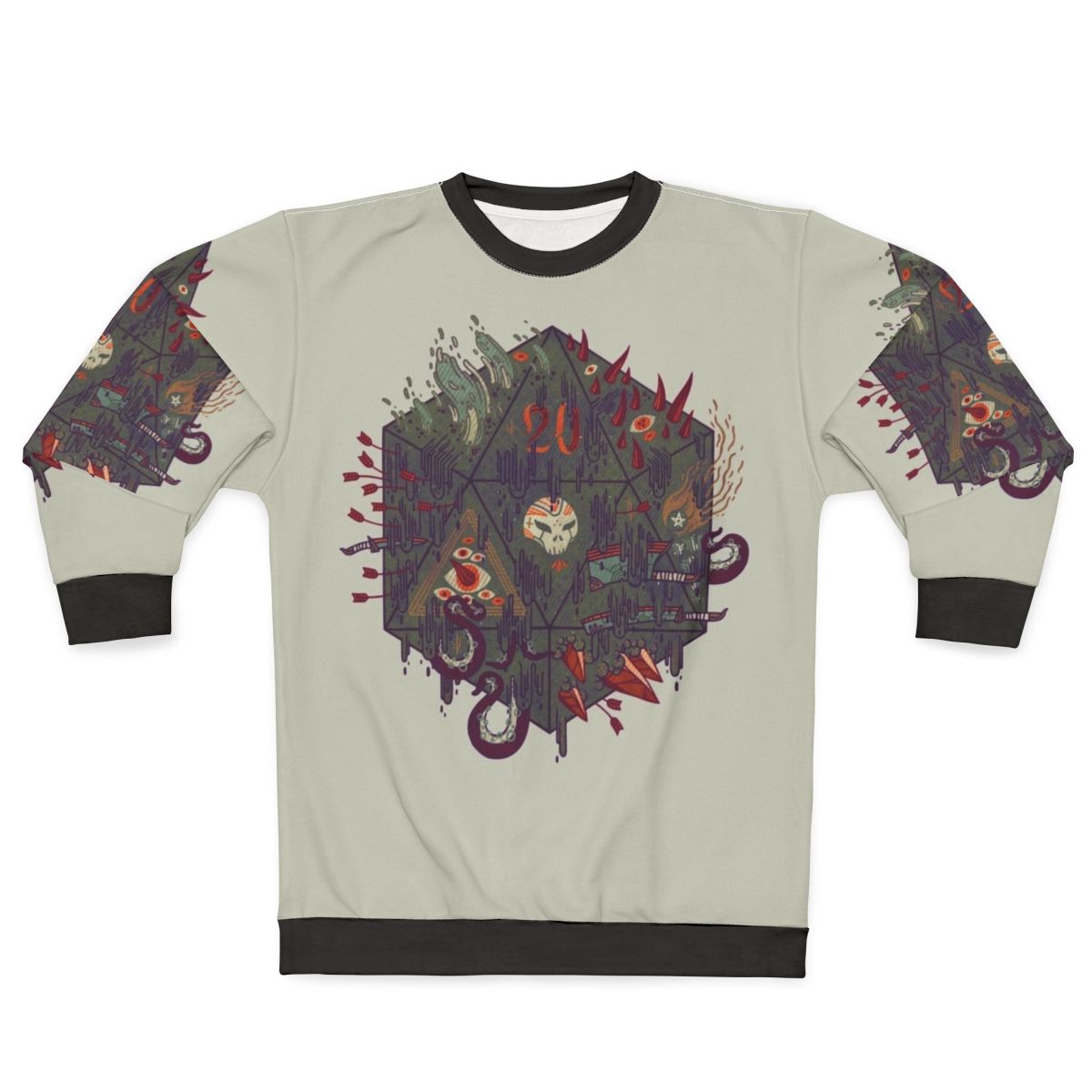 Gothic occult sweatshirt with skull, runes, and dark fantasy elements