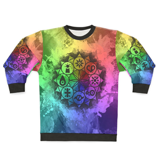 Digimon mandala sweatshirt with colorful, vibrant design