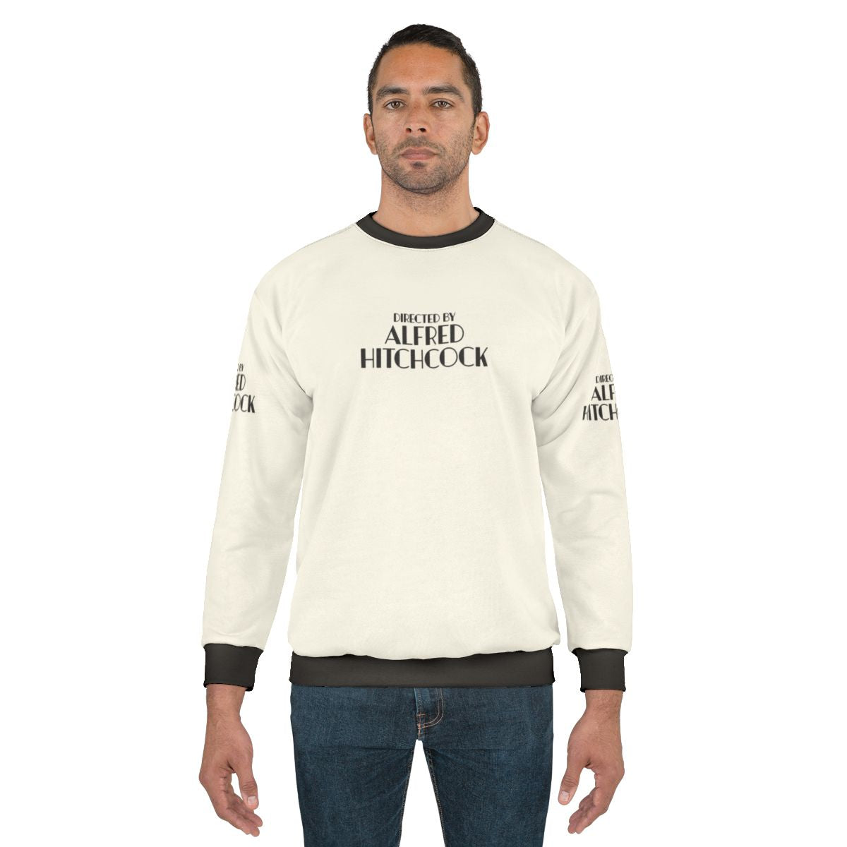 Alfred Hitchcock Sweatshirt featuring the renowned filmmaker's name and silhouette