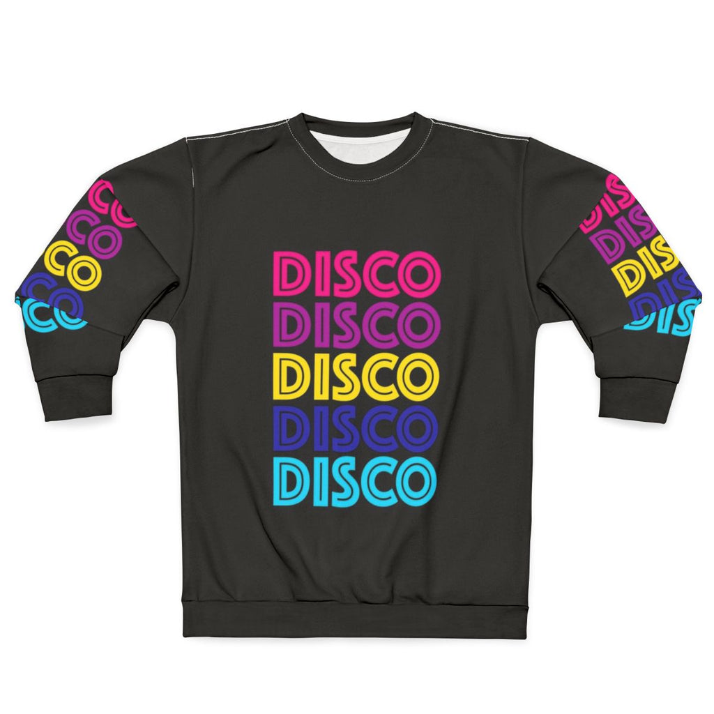 Disco-themed sweatshirt with disco ball design