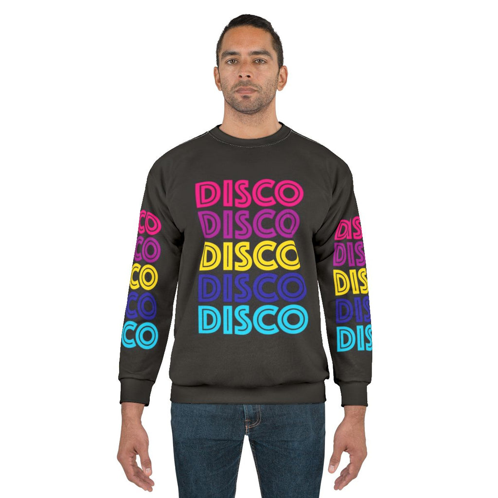 Disco-themed sweatshirt with disco ball design