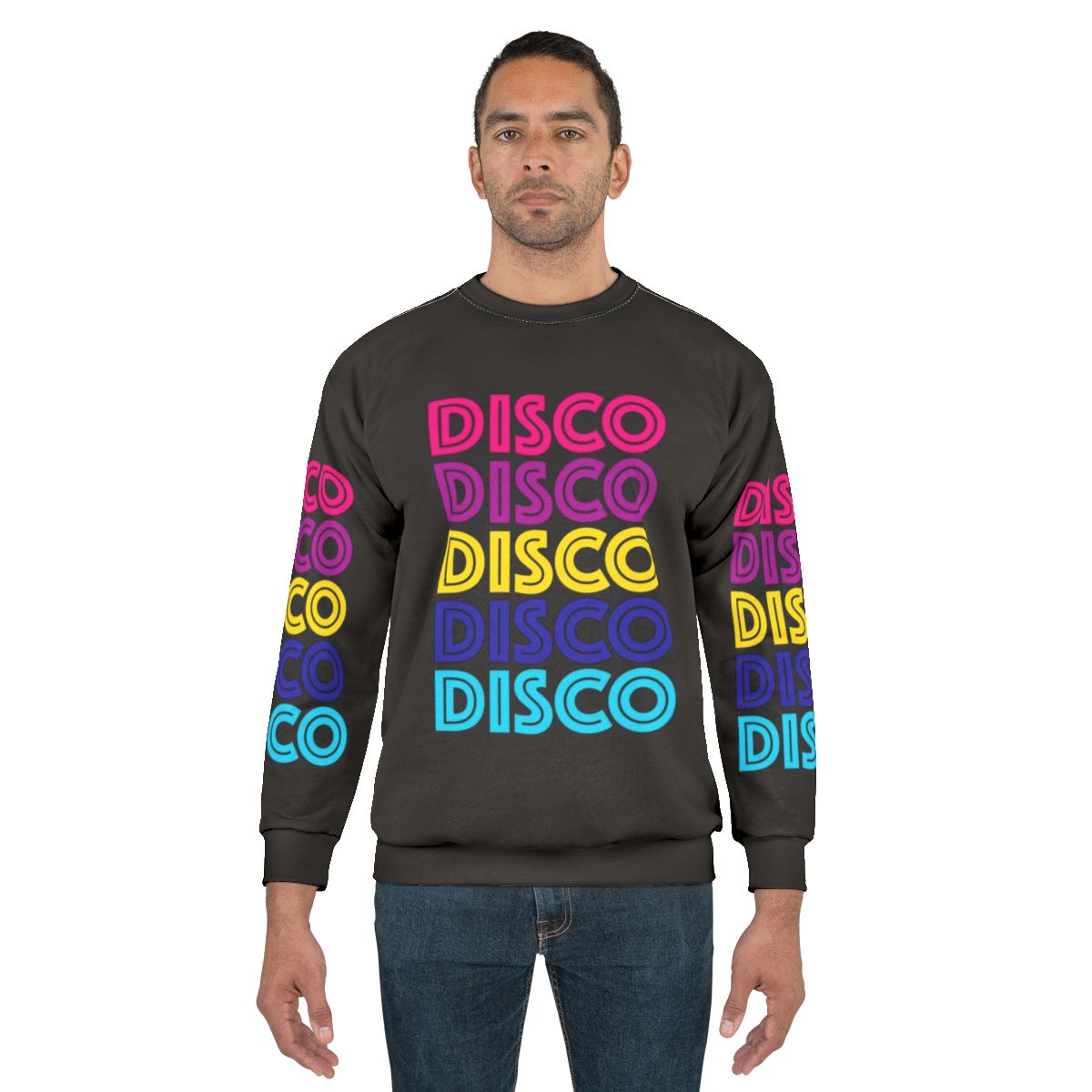 Disco-themed sweatshirt with disco ball design