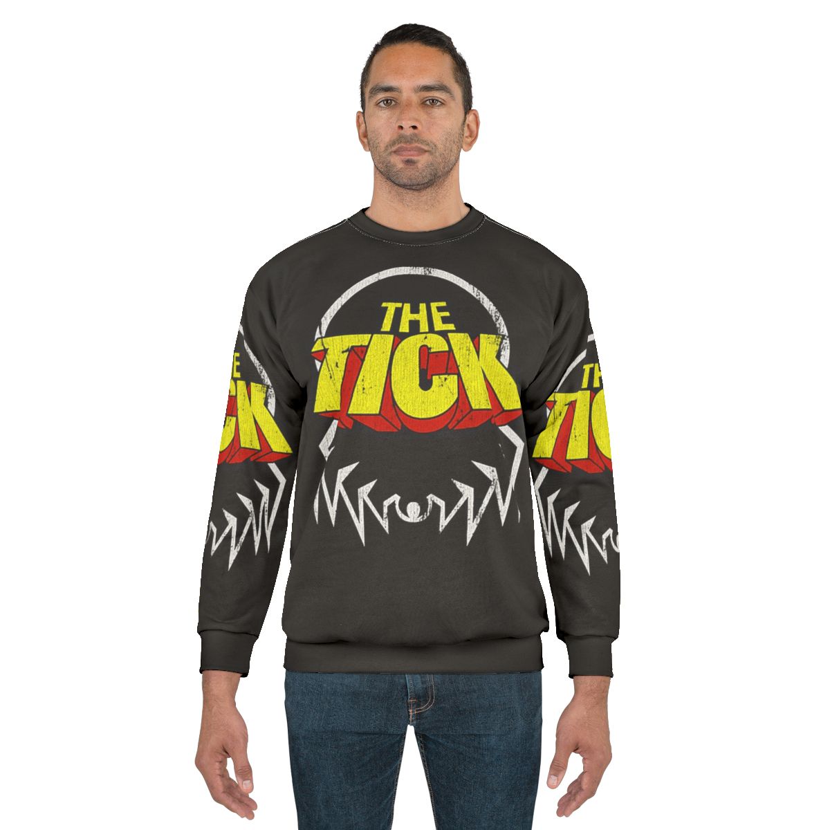 Distressed The Tick 90s Cartoon Superhero Sweatshirt
