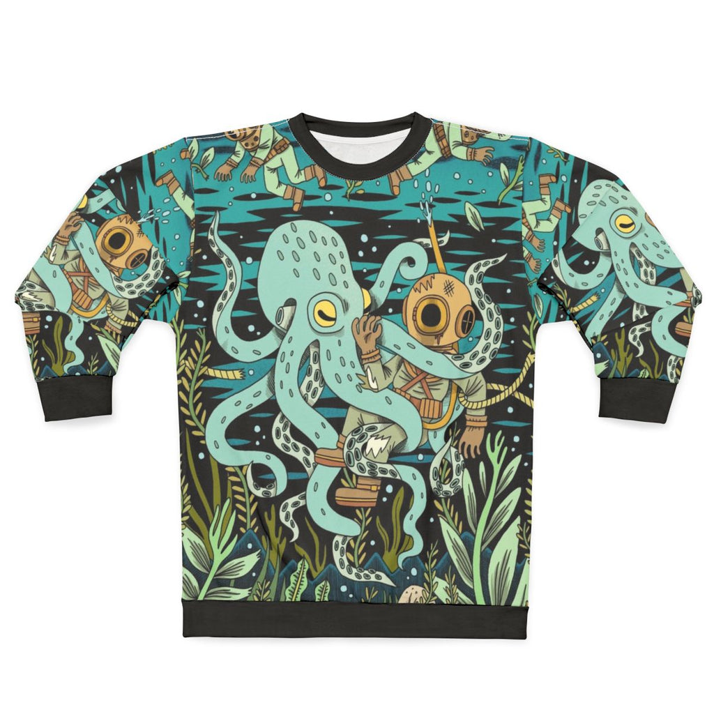 Retro diver sweatshirt with underwater ocean graphics
