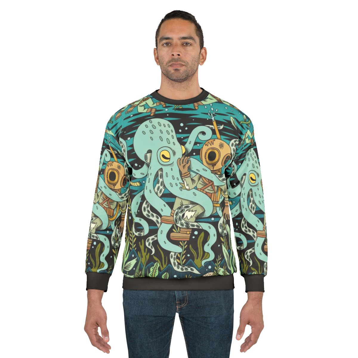 Retro diver sweatshirt with underwater ocean graphics