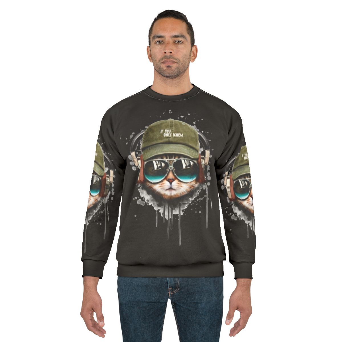 Stylish DJ Cat Headphones Music Sweatshirt