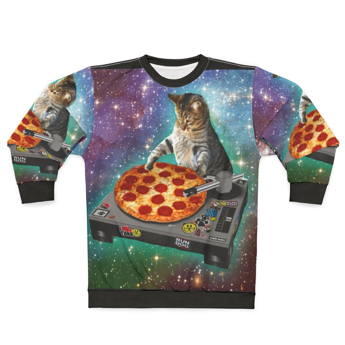 DJ Cat Pizza Graphic Sweatshirt