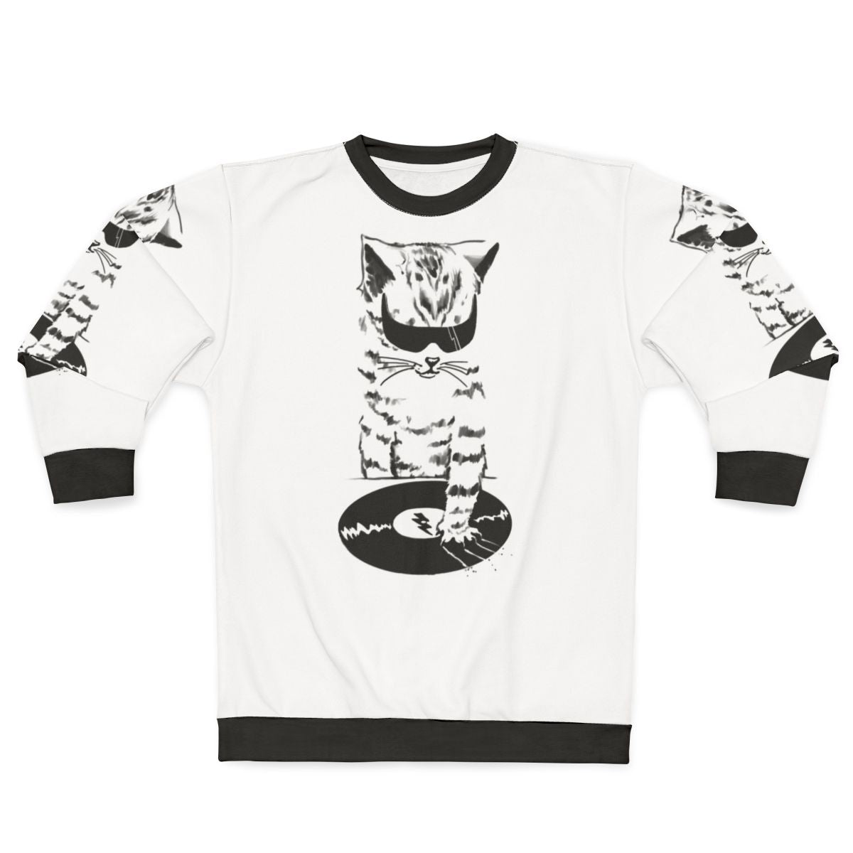 DJ Scratch Music Sweatshirt with Hip Hop Vinyl Record Graphic