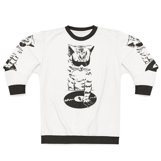 DJ Scratch Music Sweatshirt with Hip Hop Vinyl Record Graphic