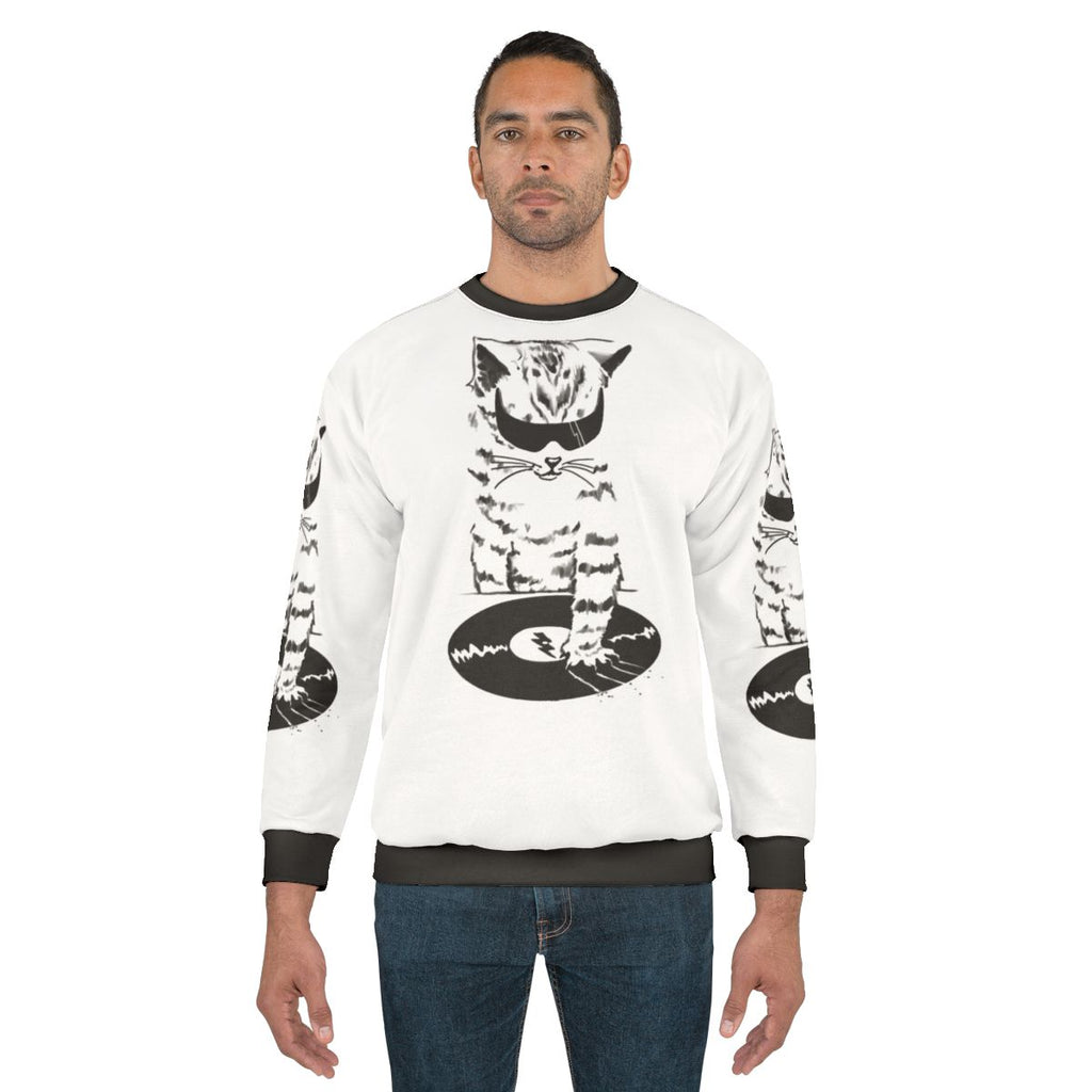 DJ Scratch Music Sweatshirt with Hip Hop Vinyl Record Graphic