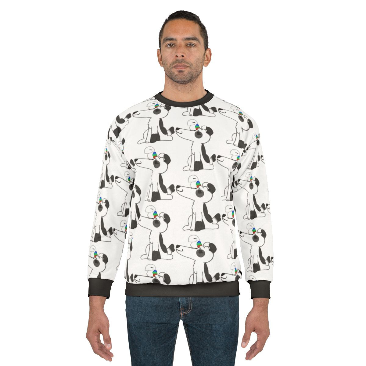 Dog and bird print sweatshirt