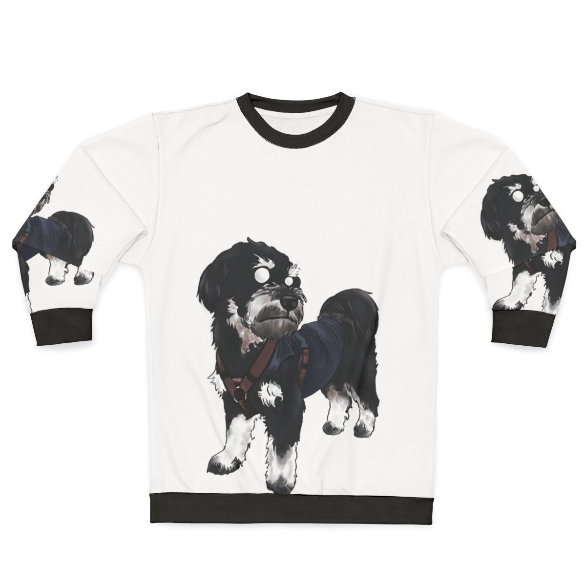 Stylish dog wearing a dog sweatshirt with a dog Pino design