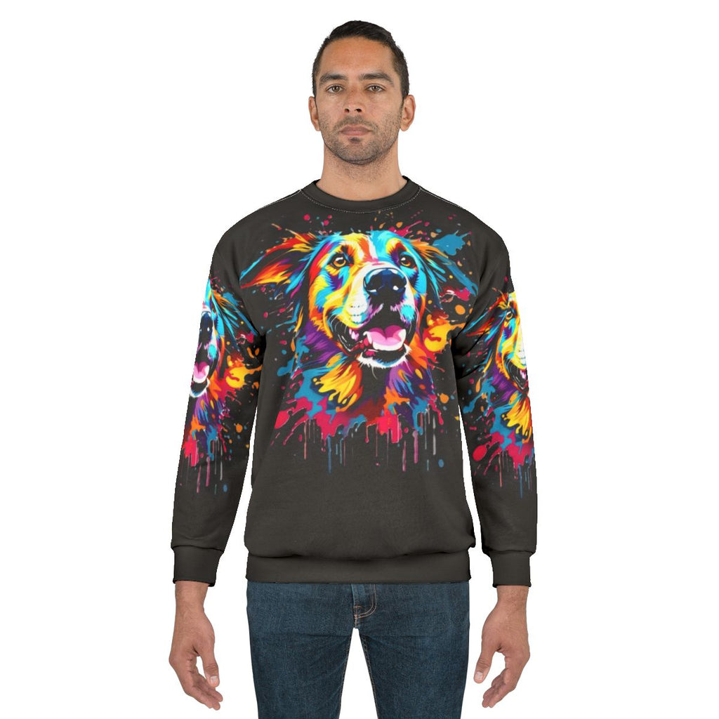 Colorful Dog Splash Animals Design Sweatshirt