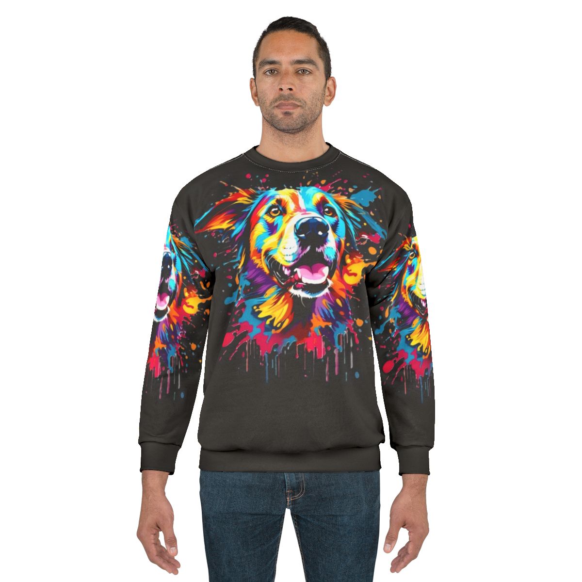 Colorful Dog Splash Animals Design Sweatshirt