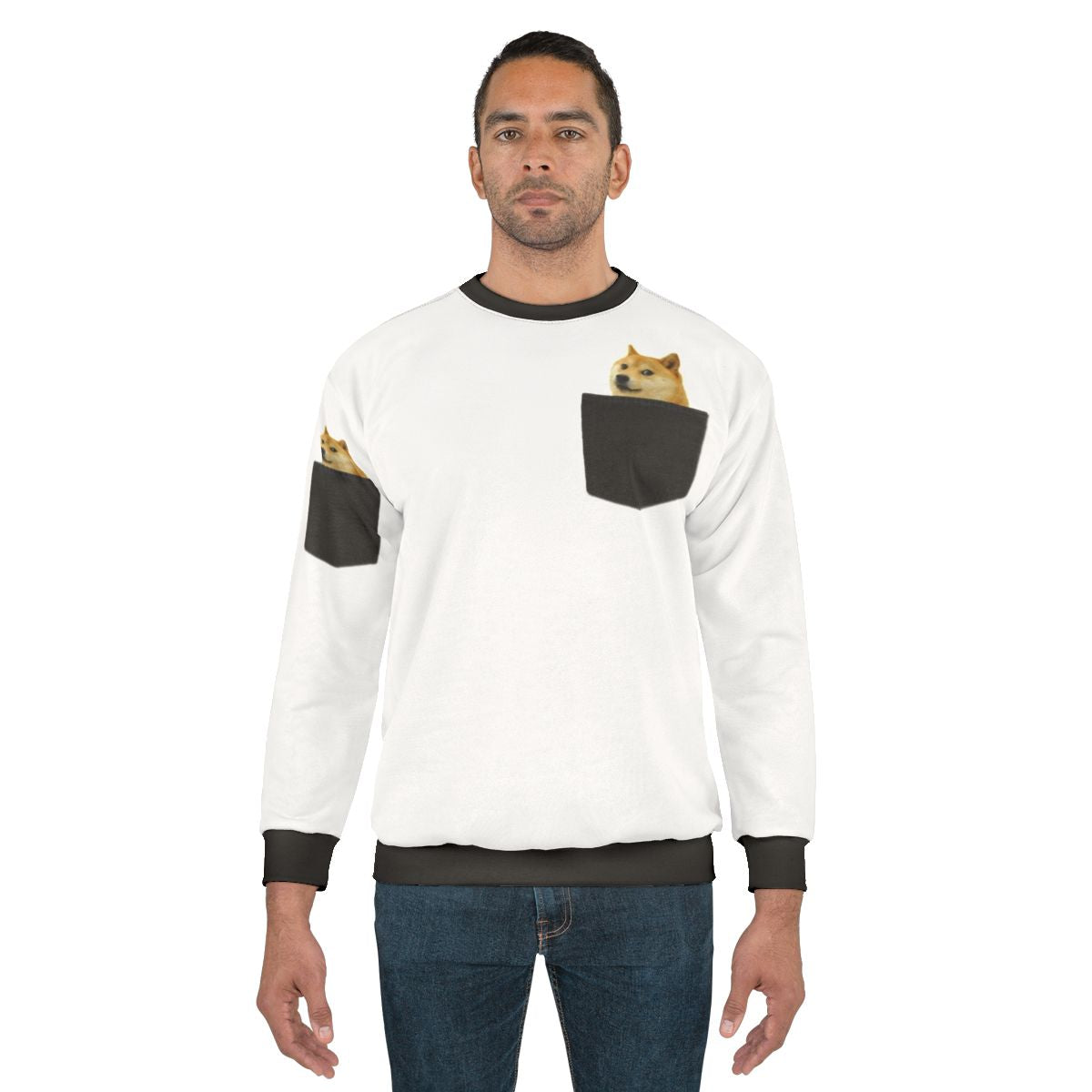 Doge inspired black sweatshirt with pocket detail