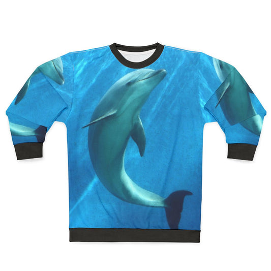 Colorful dolphin fantasy graphic on a modern sweatshirt