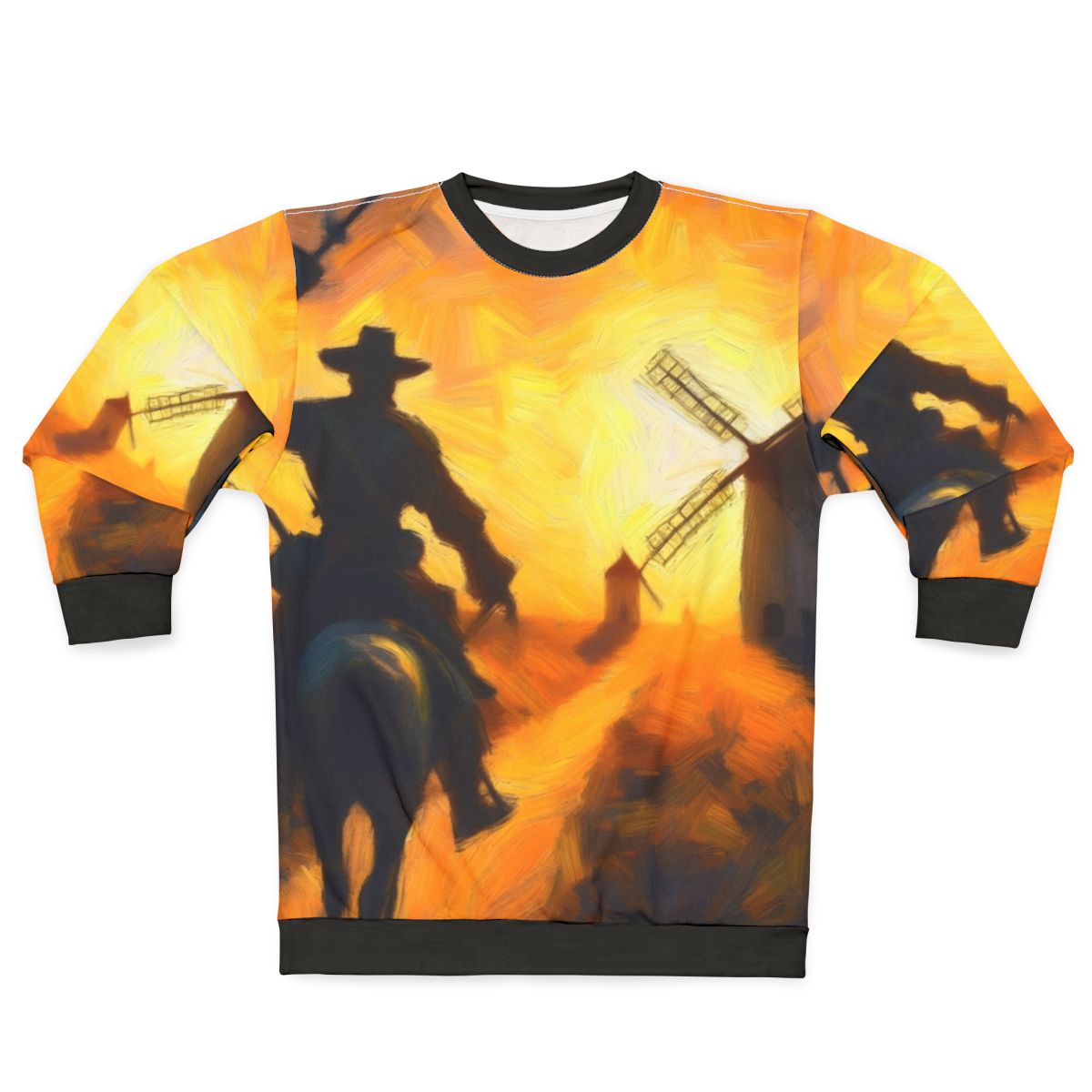 Don Quixote Attacking Windmills Graphic Sweatshirt