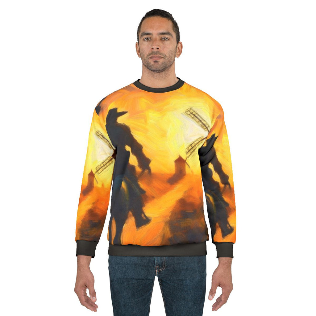 Don Quixote Attacking Windmills Graphic Sweatshirt